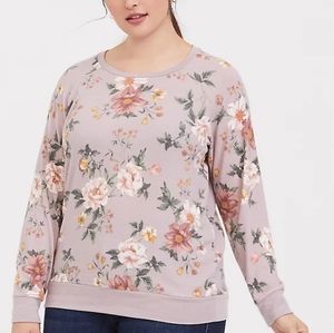 Torrid Supersoft Plush Floral Raglan Sweatshirt